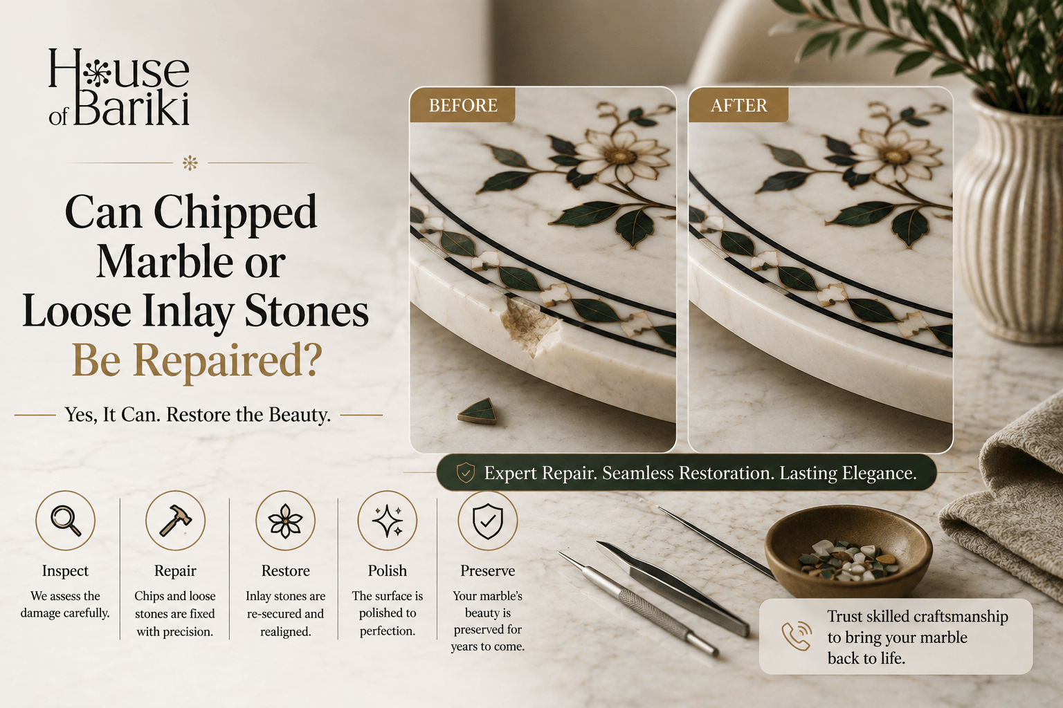 Can Chipped Marble or Loose Inlay Stones Be Repaired?